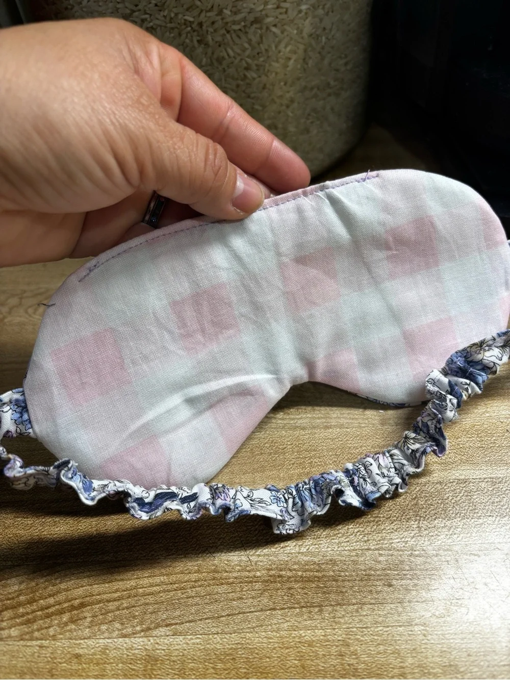 Floral & Bird Print Sleep Mask in Pink and Blue